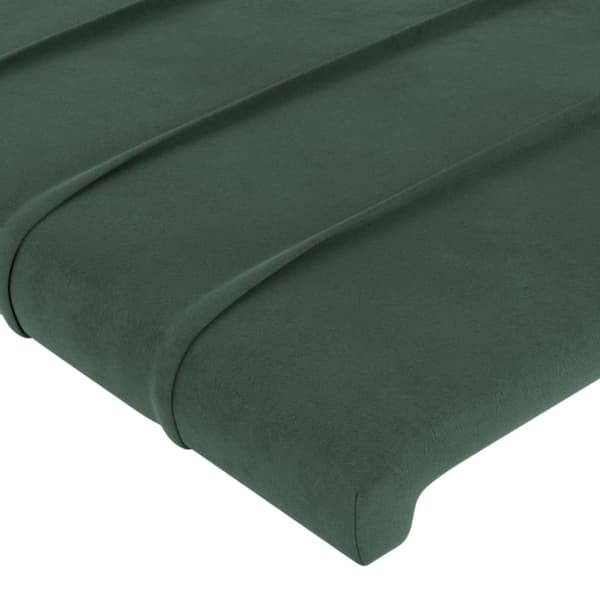 Sänggavel LED mörkgrön 100x5x118/128 cm sammet