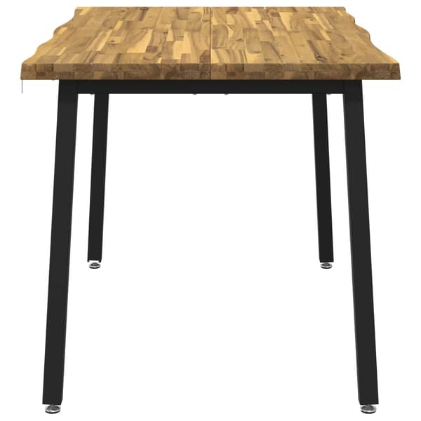 140 x 70 x 75 cm Massivt Akaciaträ Vit och svart Rektangulär