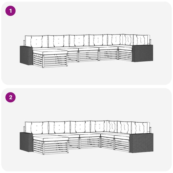 Utomhussoffset med kudde 7 pcs Naturlig och ljusgrå
