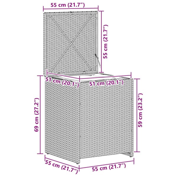 Kuddbox Ljusgrå 55 x 55 x 69 cm konstrotting