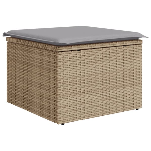 Utomhussoffgrupp med kudde 6 pcs Beige Poly rattan