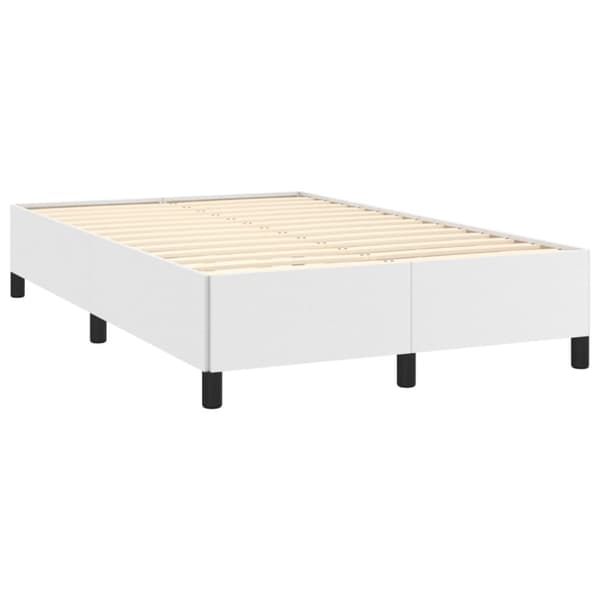 Ramsäng med madrass & LED vit 120x190 cm konstläder