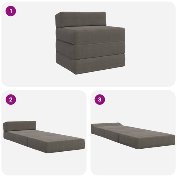 Fällbar Soffbed Ljusgrå 200 x 70 x 10 cm Kordread tyg