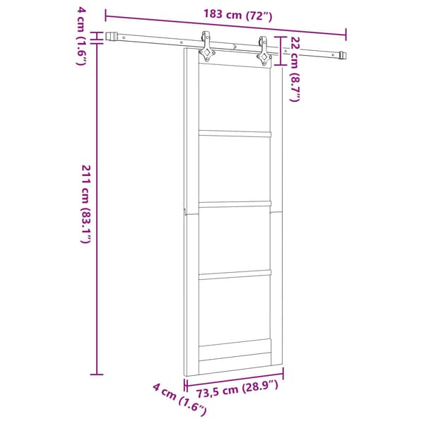 Skjutdörr 73,5 x 211 cm Konstruerat trä Vit