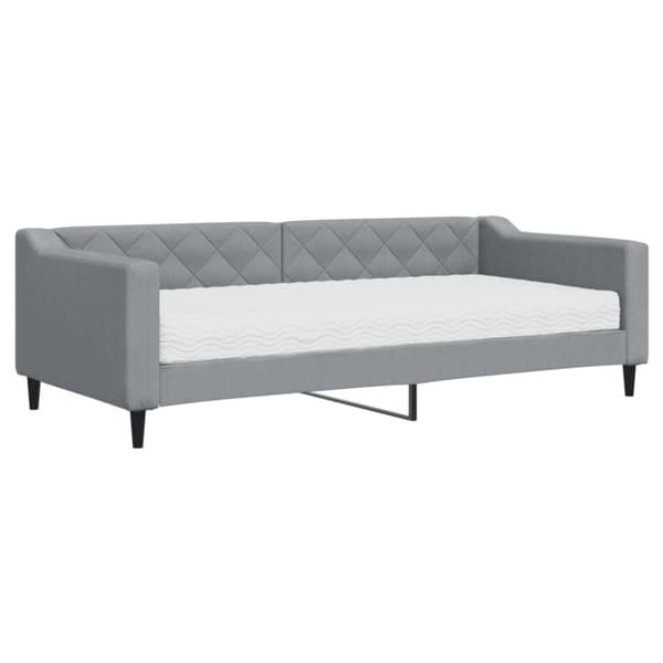 Dagbädd med madrass ljusgrå 90x200 cm tyg