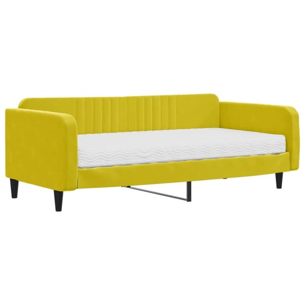 Dagbädd med madrass gul 100x200 cm sammet