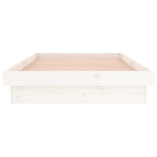 Sängram LED vit 90x190 cm massivt trä