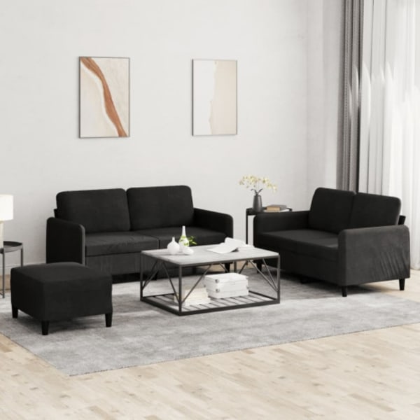Soffgrupp 3 delar svart sammet