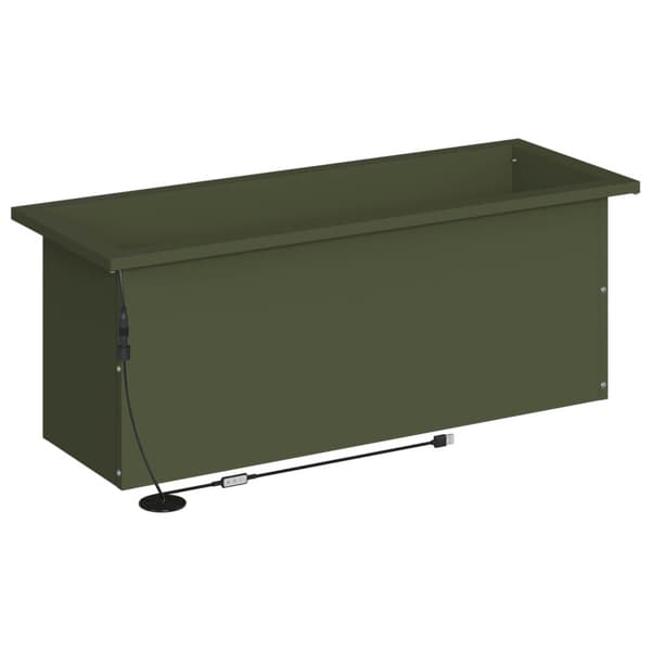 Odlingslåda med LED Olivgrön 30 x 80 x 30 cm Stål
