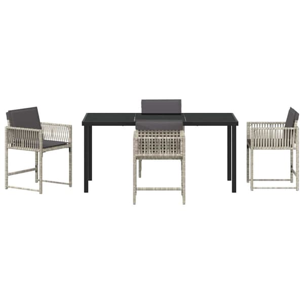Trädgårdsmöbelset 5 pcs Ljusgrå konstrotting