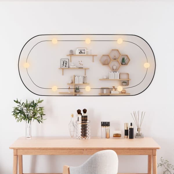 Väggspegel med LED-belysning 45x100 cm glas oval