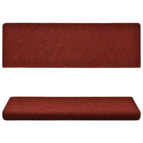Trappmattor självhäftande 15 st 65x21x4 cm bordeauxröd rektangulär kant