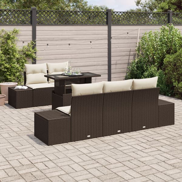 Soffset med kudde 6 pcs Brun och Kräm konstrotting