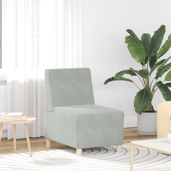 Modulsofa utan armstöd 2 pcs Ljusgrå 55 x 74 x 82 cm Sammet