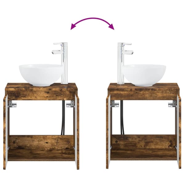 Badrumsmöbelset 4 st Rökt ek Konstruerat trä och glas