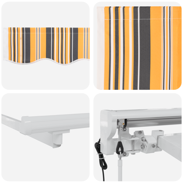Markisram Gul och Grå 300 x 200 cm Polyester med PU-beläggning