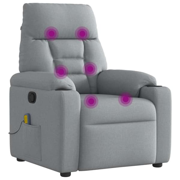 Massagefåtölj ljusgrå tyg