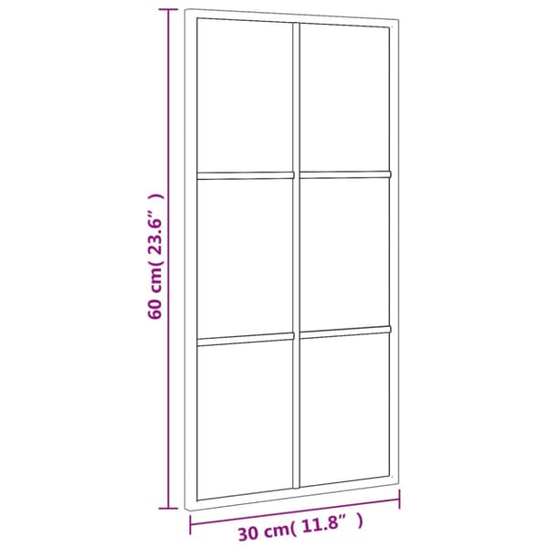 Väggspegel svart 30x60 cm rektangulär järn