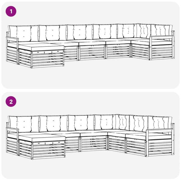 Utomhussoffset med kudde 7 pcs Vit och antracit