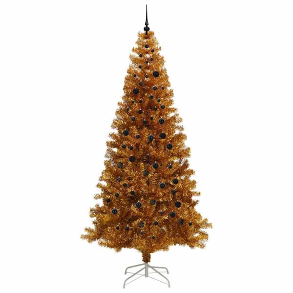 Julgran med LED-belysning Guld 240 cm PET och stål