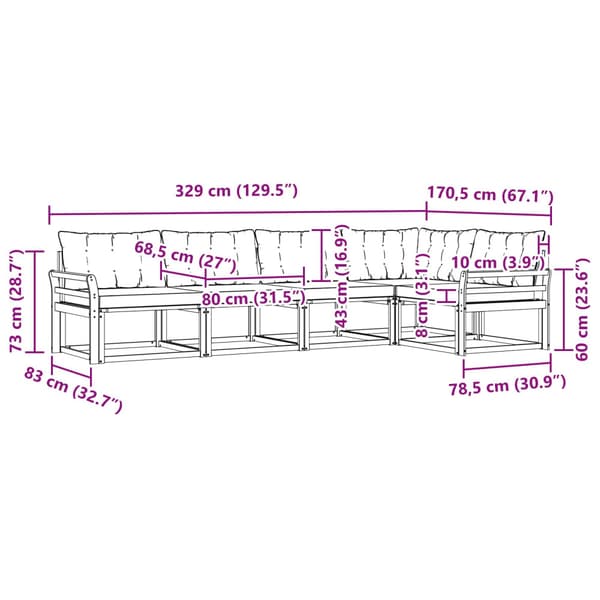 Utomhussoffset med kudde 5 pcs Vit och Beige