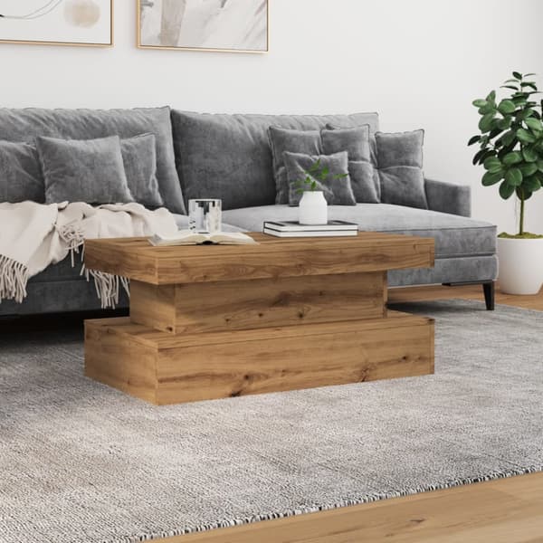 Soffbord med LED ek 90x50x40 cm