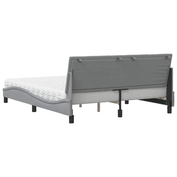 Bed with Mattress "Hanko" Light Grey 160x200 cm Fabric