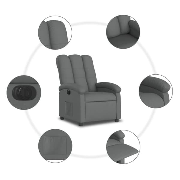 Elektrisk reclinerfåtölj mörkgrå tyg