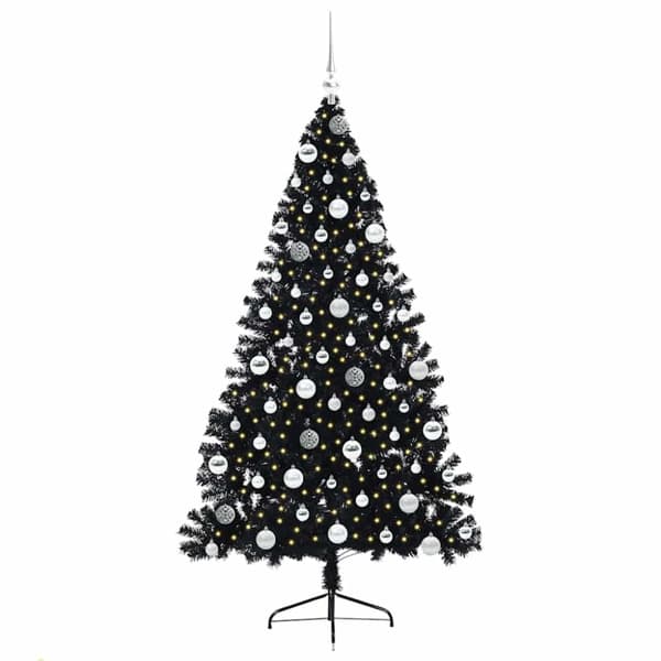 Konstgjord Förbelyst Julgran Svart 180 cm PVC