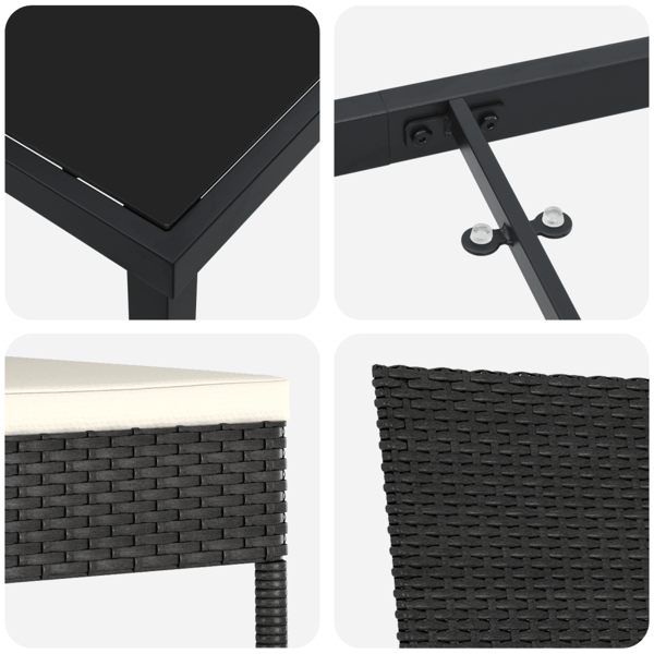 Trädgårdsmöbelset 5 pcs Svart Pulverlackerat stål