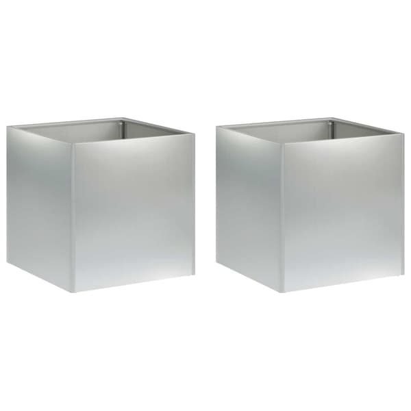 Trädgårdsplanterare 2 st Silver 35 x 35 x 35 cm