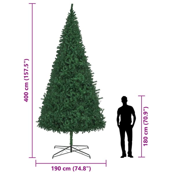 Julgran med dekorativa strängljus Grön 400 cm PVC