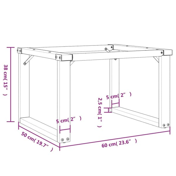 Bordsben för soffbord O-ram 60x50x38 cm stål