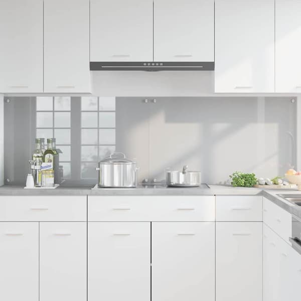 Köksskydd 2 pcs Ljusgrå 100 x 60 cm härdat glas