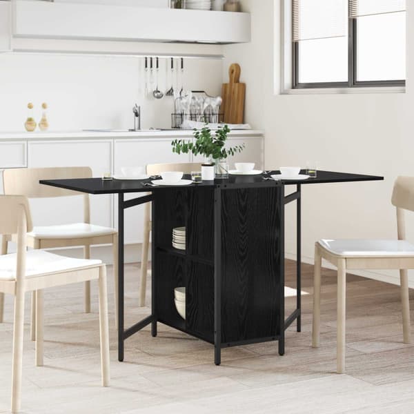 Matbord 144 x 60 x 75 cm Konstruerat trä Svart ek Rektangulär