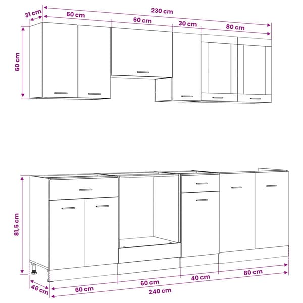 Köksenhet Lyon 8 pcs Svart ek Konstruerat trä