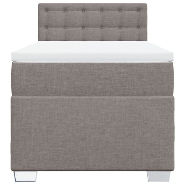 Ramsäng med madrass taupe 90x200 cm tyg