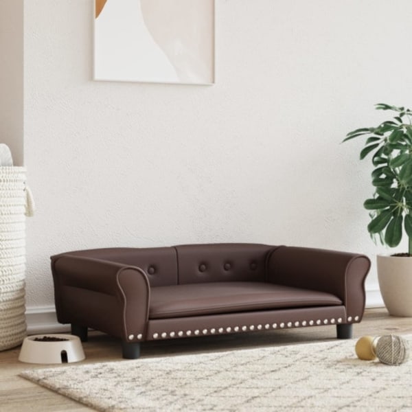 Hundbädd brun 95x55x30 cm konstläder