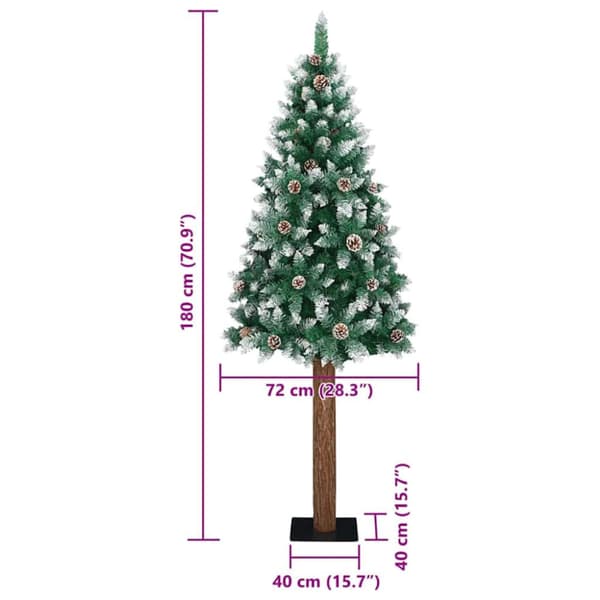 Smal julgran Grön 180 cm PVC och solid furu