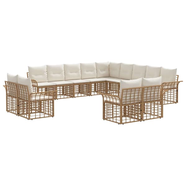 Utomhussoffset 13 pcs Naturlig och Creamvit Polyester