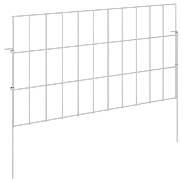 Trädgårdsstängsel med pålar 48 pcs 55 x 30 cm Mesh Silver