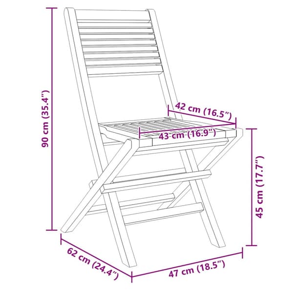 Hopfällbara trädgårdsstolar 8 st 47x62x90 cm massiv teak