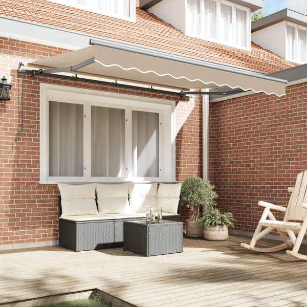 Utdragbar markis Beige 350 x 200 cm tyg