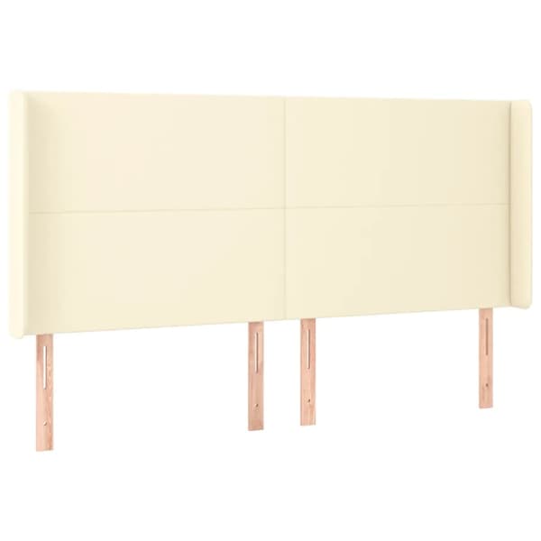 Sänggavel LED gräddvit 183x16x118/128 cm konstläder