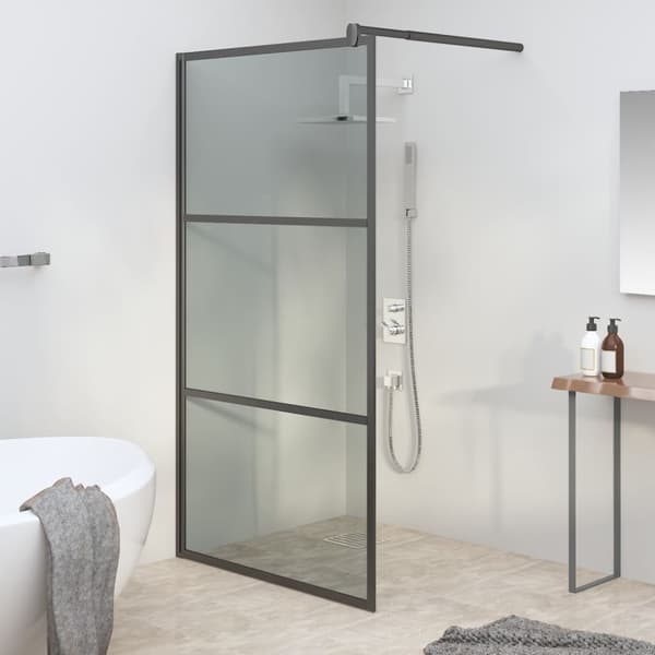 Duschvägg 115x195cm halvfrostat ESG-glas svart
