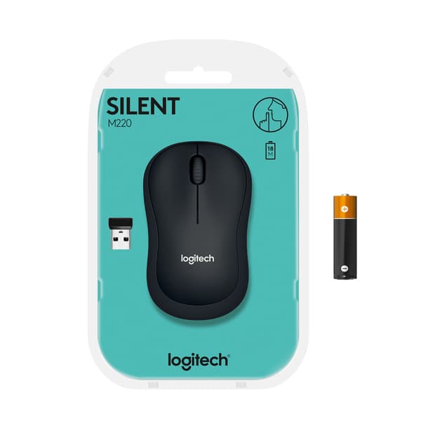 Logitech M220 Silent - mus - 2.4 GHz - träkol