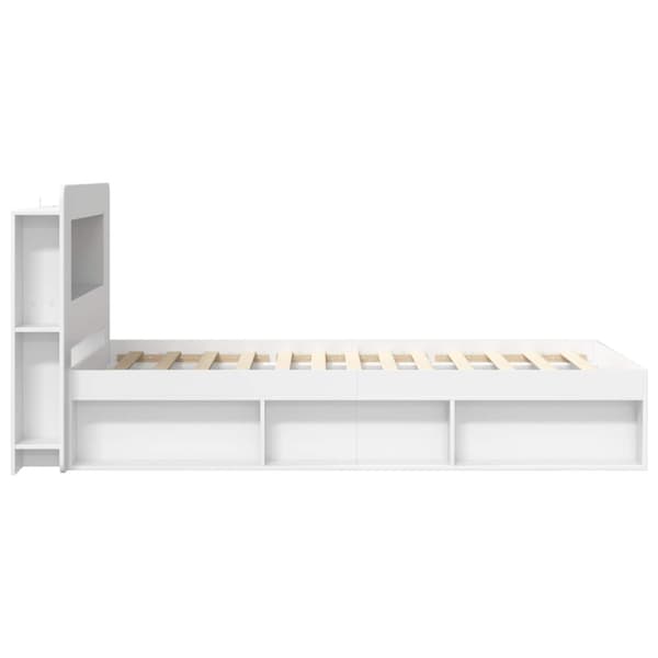 Sängram med förvaring Vit 90 x 190 cm Konstruerat trä