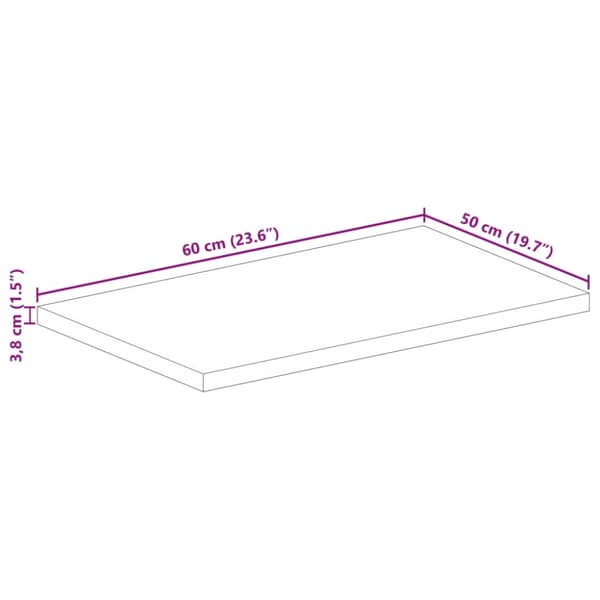 Bordsskiva 60x50x3,8 cm rektangulär massivt mango-trä