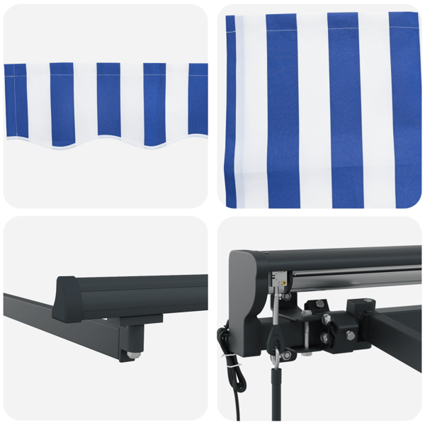 Markisram Blå och Vit 400 × 300 cm Polyester med PU-beläggning