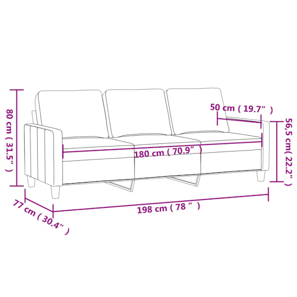 3-sitssoffa cappuccino 180 cm konstläder